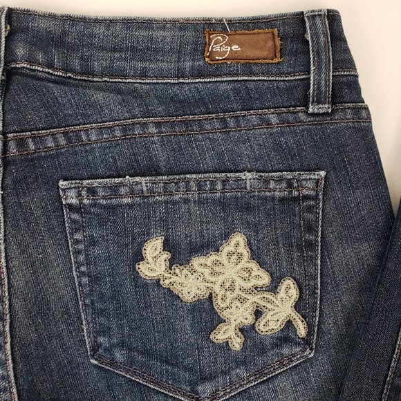 Paige Embroidered Benedict Canyon Boot Cut Jeans 26 - Picture 7 of 12